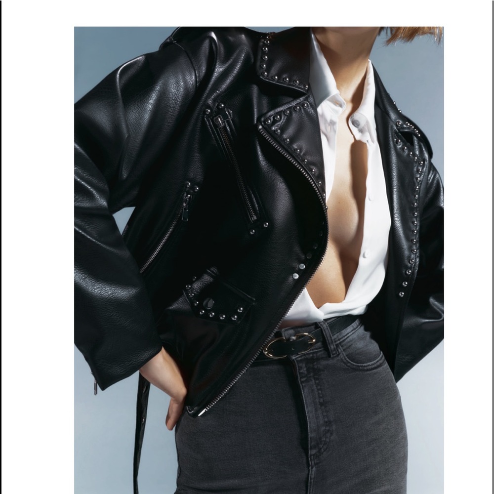 NWT ZARA Studded faux leather jacket